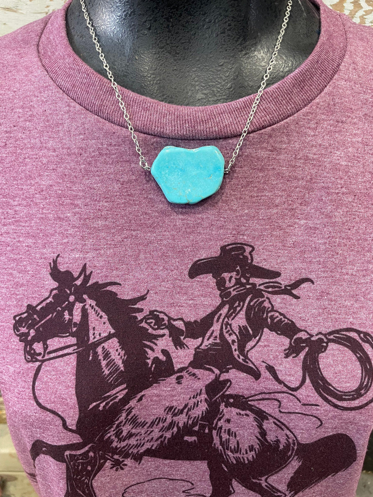 Turquoise Slab Chain Necklace