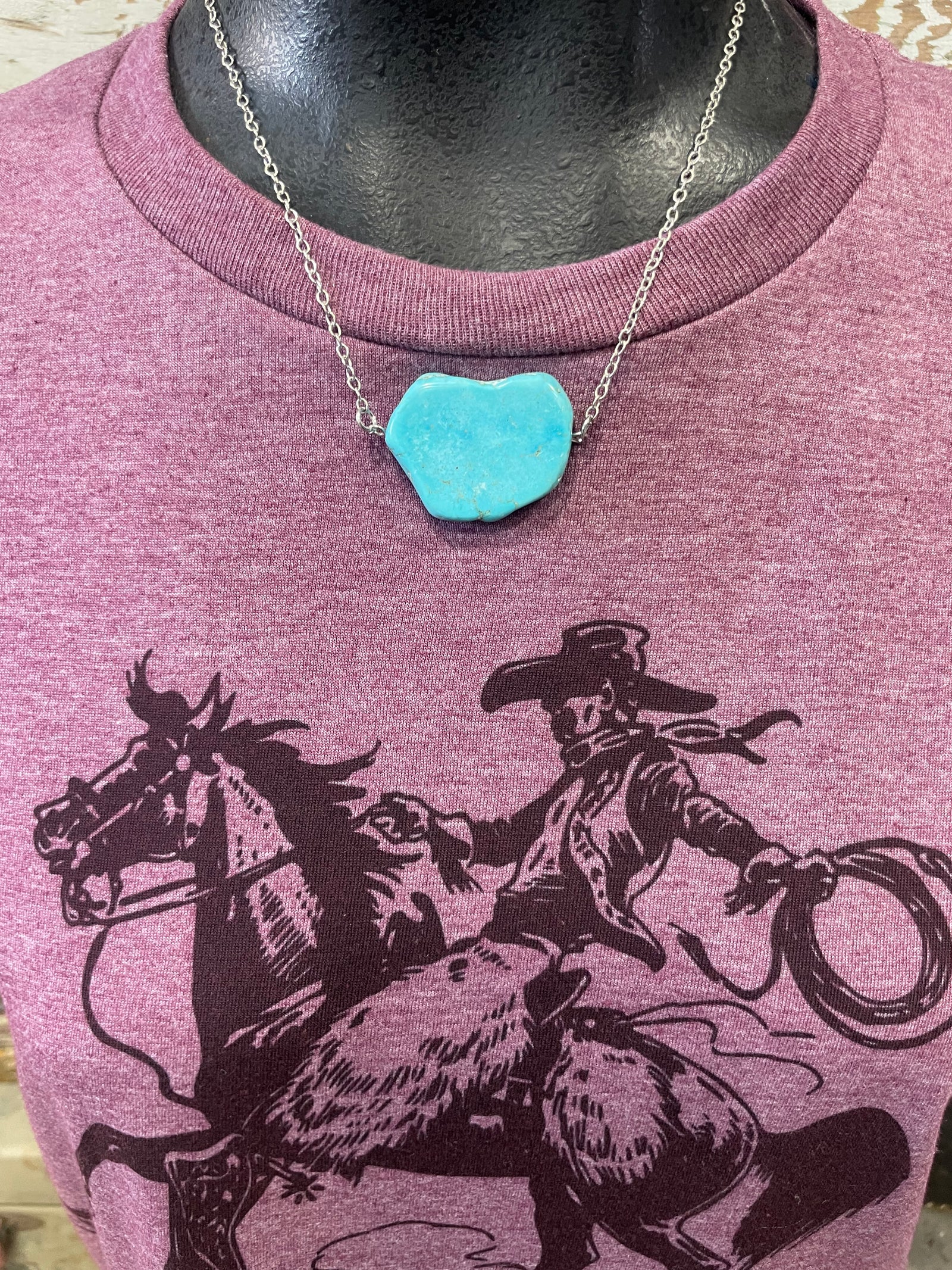 Turquoise Slab Chain Necklace