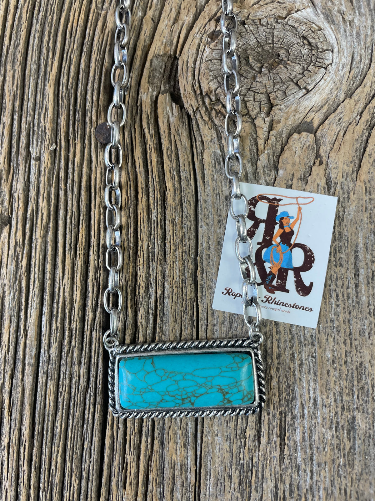 Turquoise Bar Chain Necklace