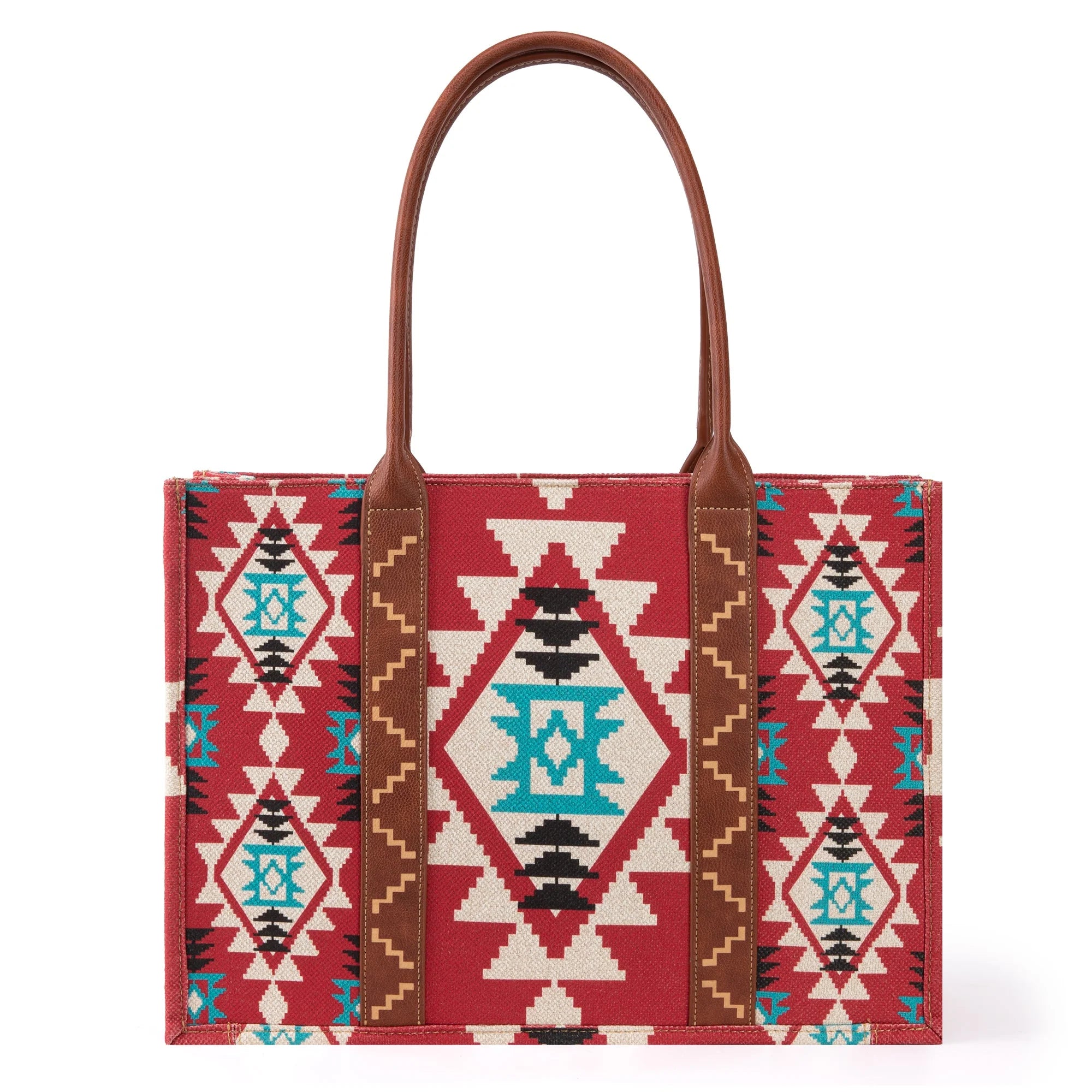 Red Southwest Print Canvas Tote