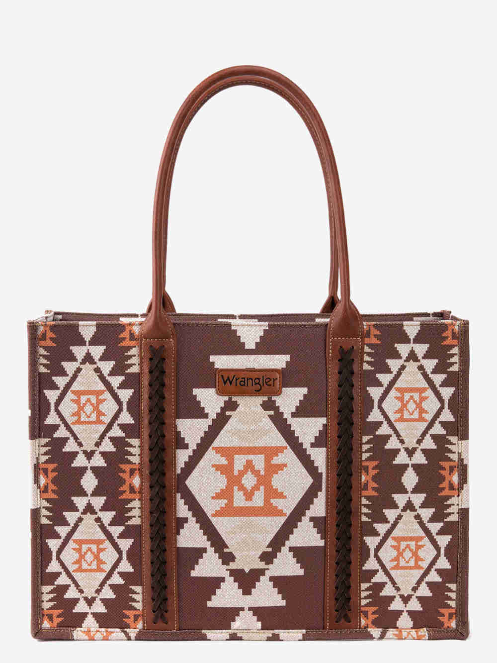 Coffee Southwest Print Canvas Tote