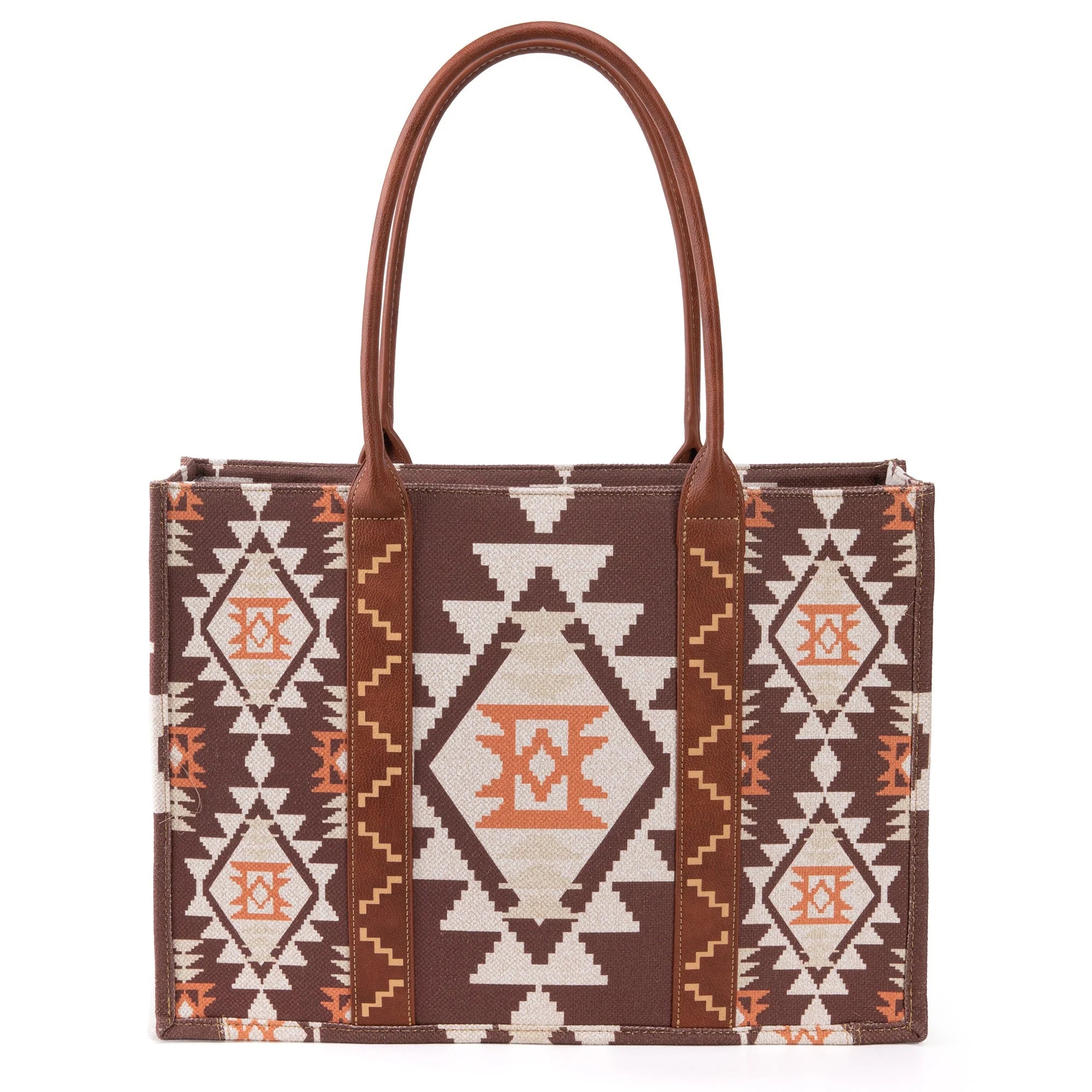 Coffee Southwest Print Canvas Tote