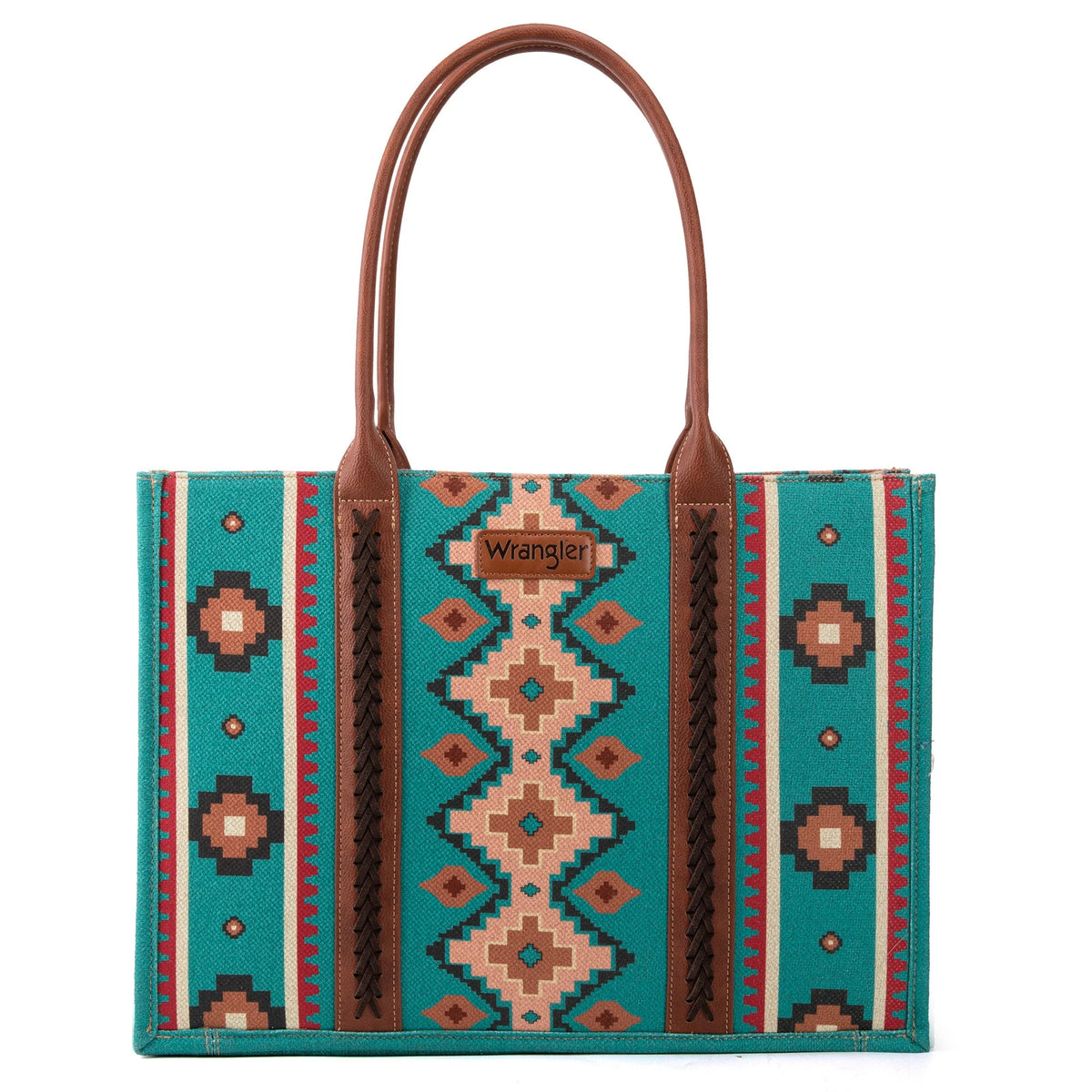 Turquoise Southwest Print Canvas Tote
