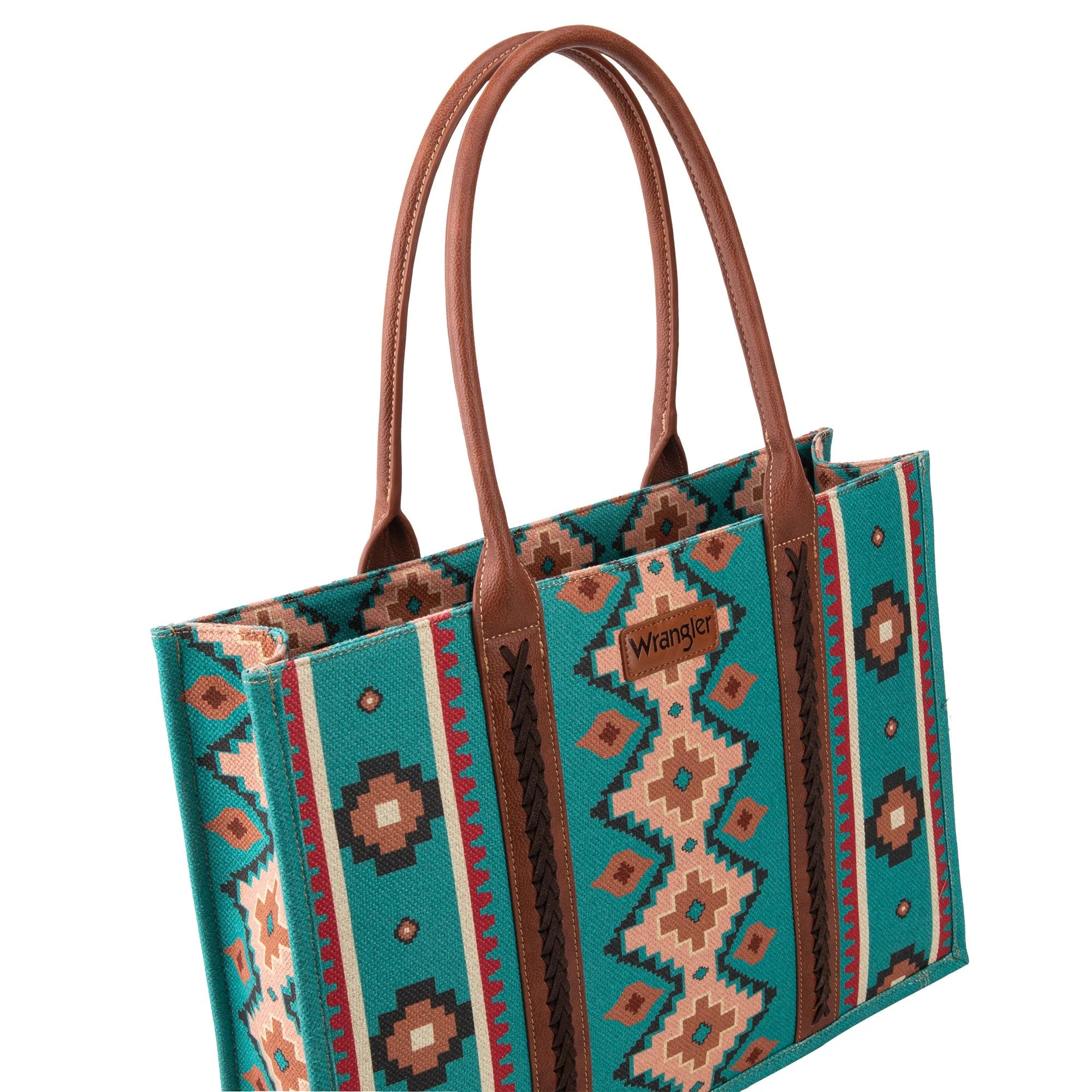 Turquoise Southwest Print Canvas Tote