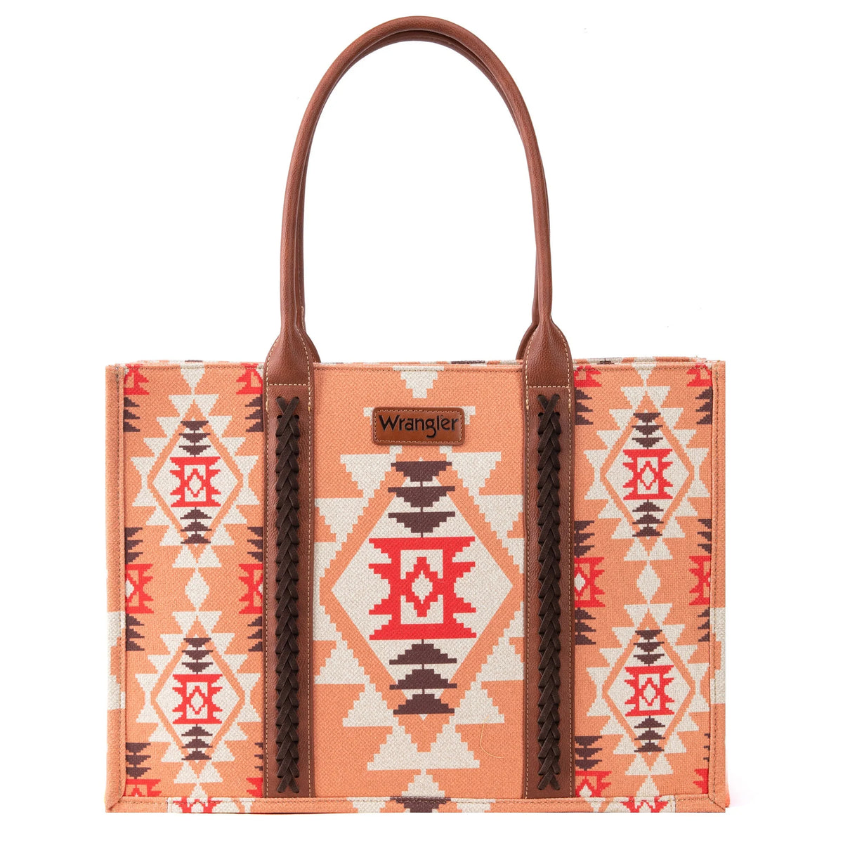 Orange Southwest Print Canvas Tote