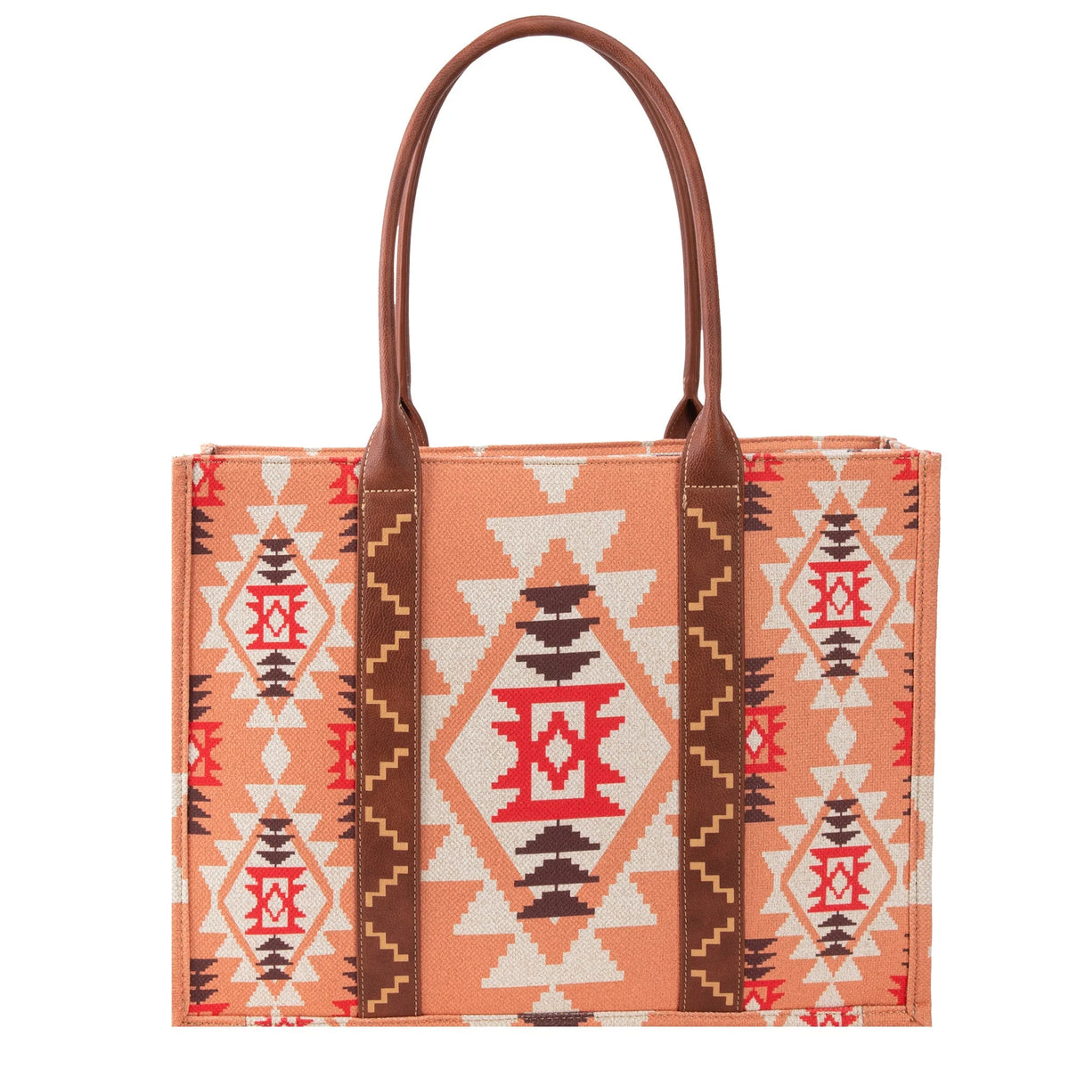 Orange Southwest Print Canvas Tote