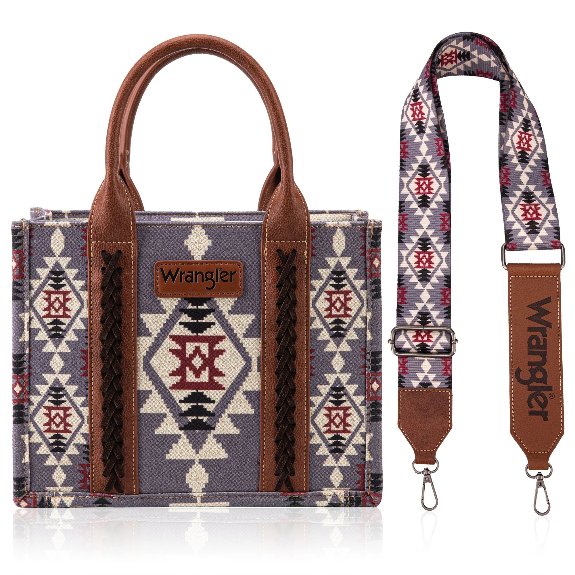 Lavender Southwest Print Canvas Mini Tote Crossbody