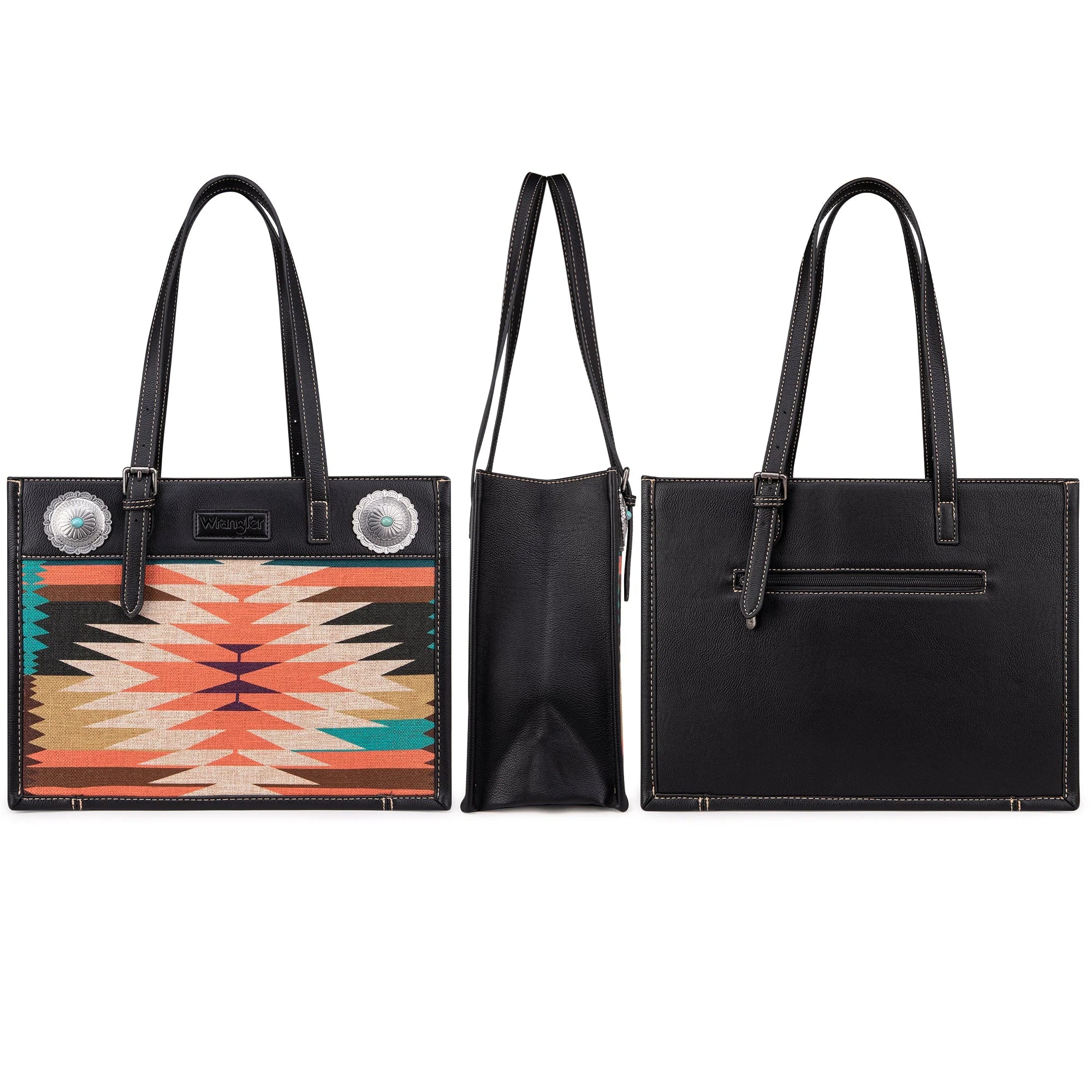 Southwest Print Double Concho Tote
