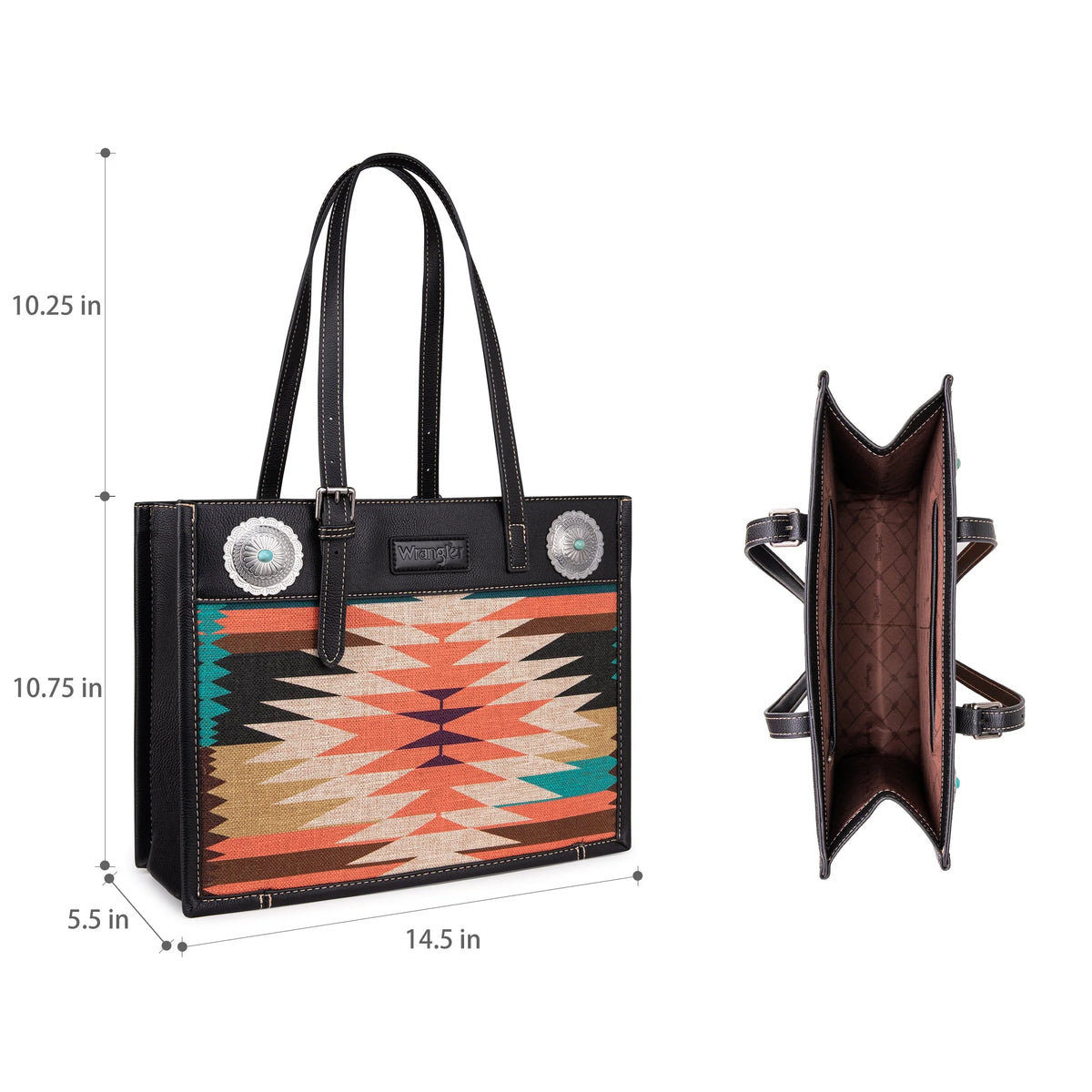 Southwest Print Double Concho Tote