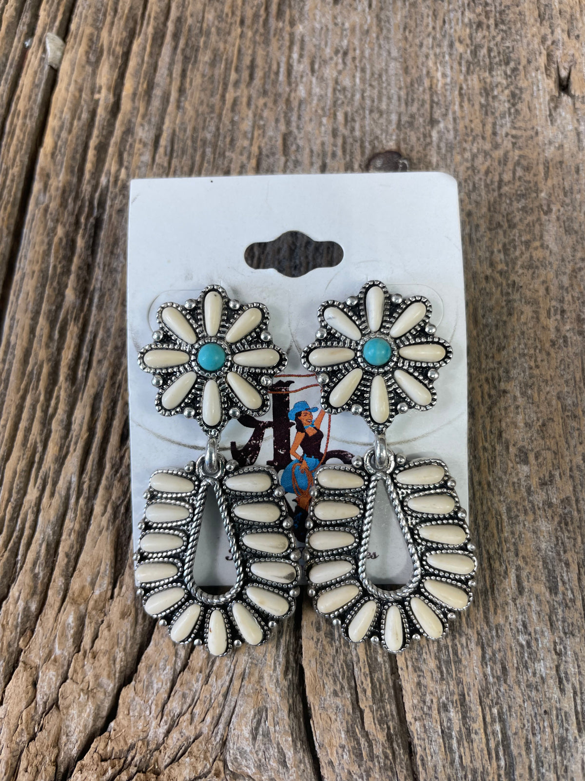 Stone Flower Dangle Earrings
