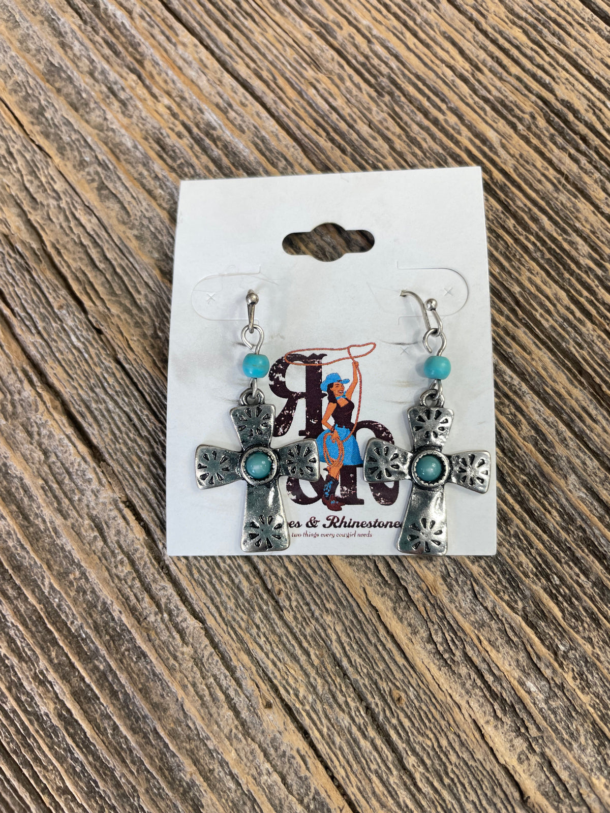 Cross Turquoise Spot Earrings