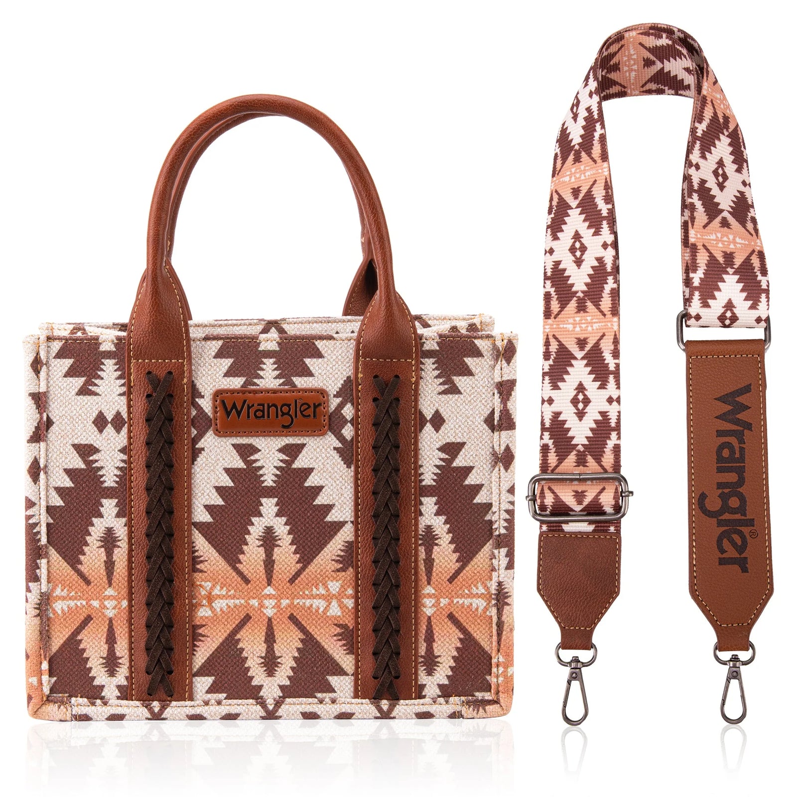 Tan Ombré Southwest Print Canvas Mini Tote