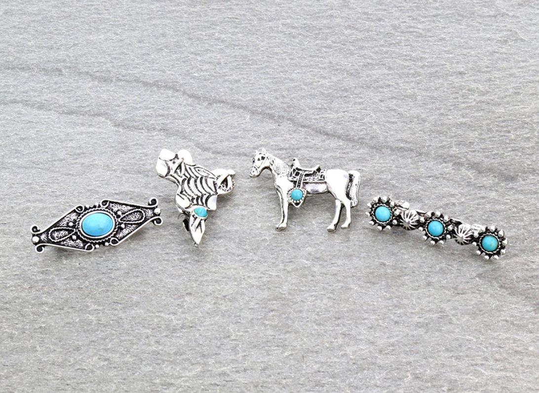 Vintage Horse &amp; Saddle Hat Pin Set