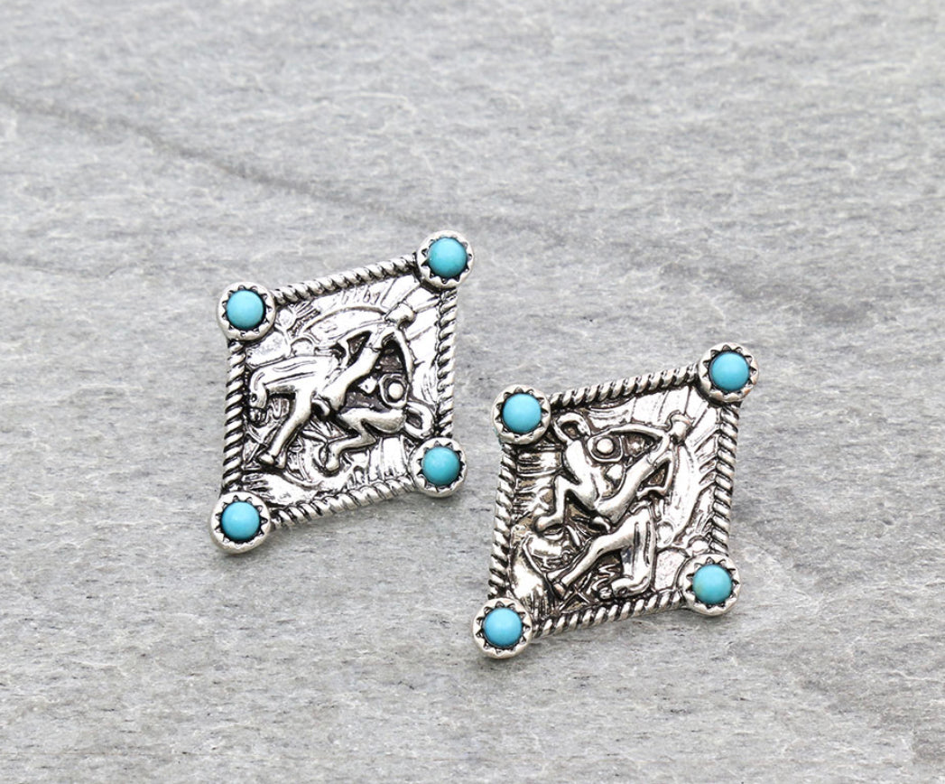 Bucking Bronc Diamond Earrings