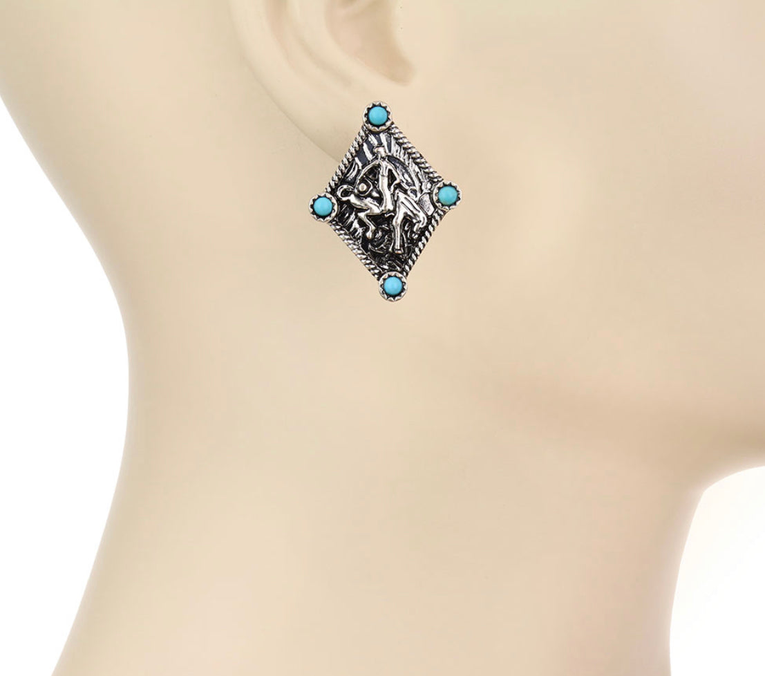 Bucking Bronc Diamond Earrings