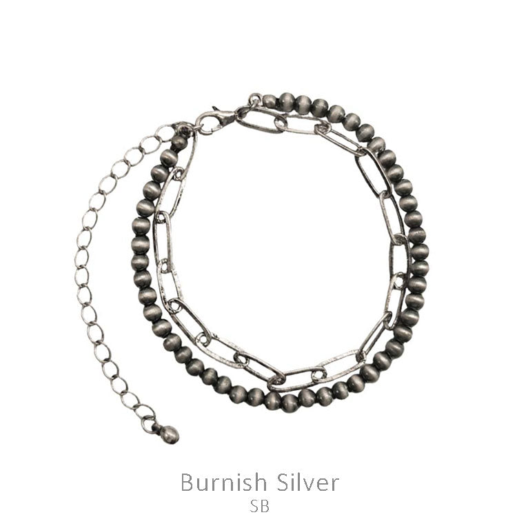 Western Pearl &amp; Chain Bracelet