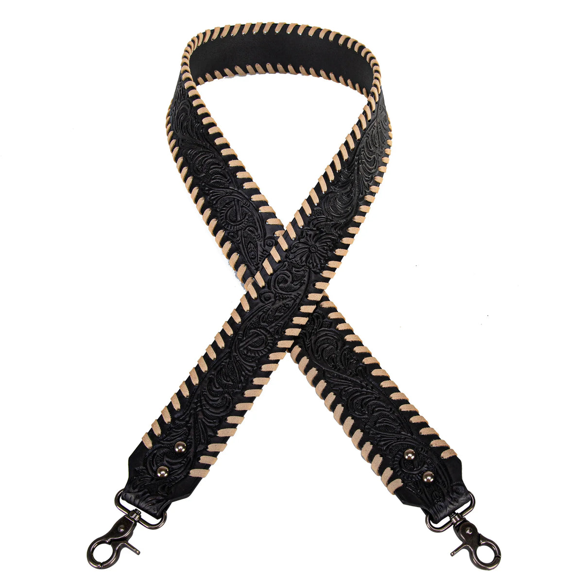 Tooled Look &amp; Whipstitch Purse Strap