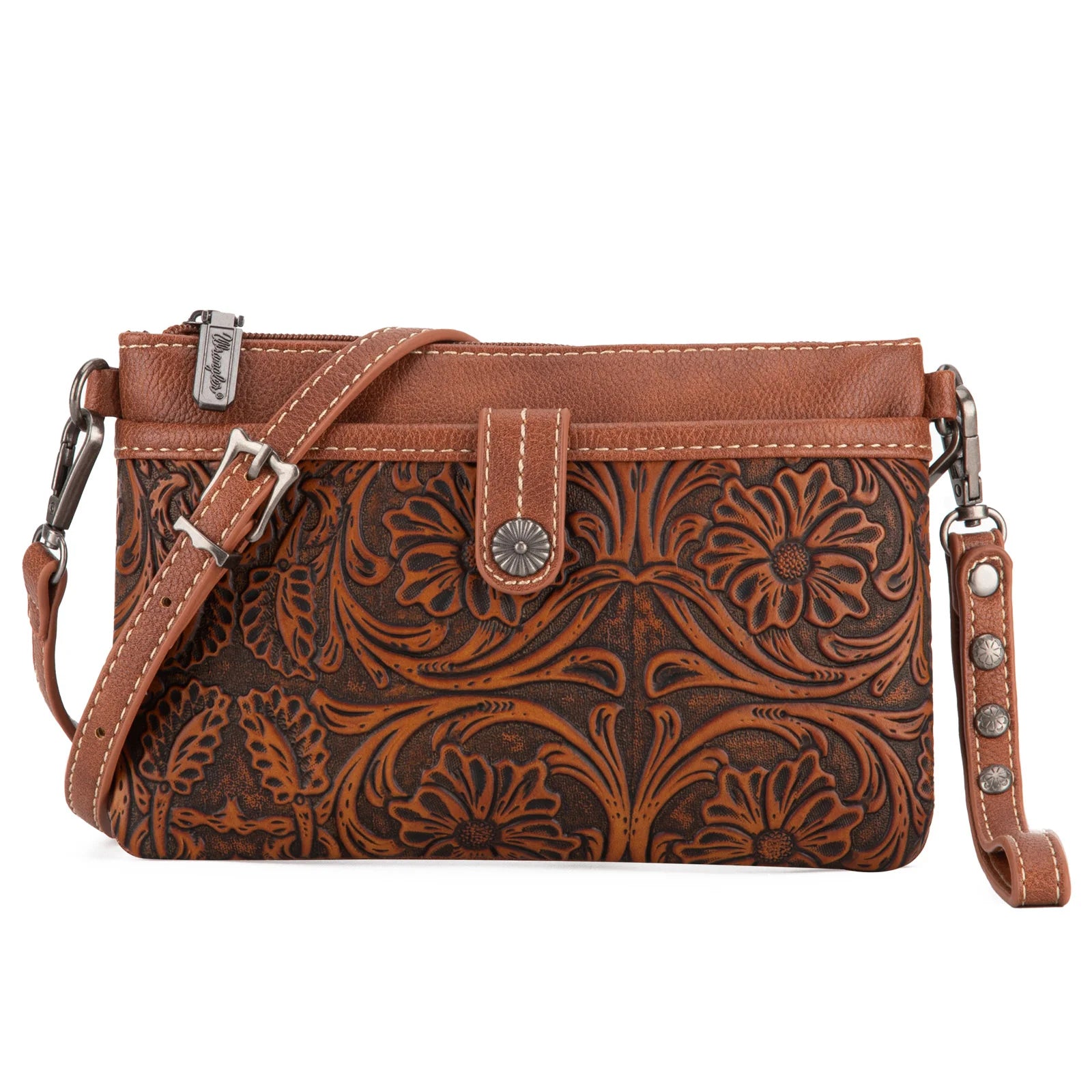 Wrangler Vintage Floral Tooled Crossbody