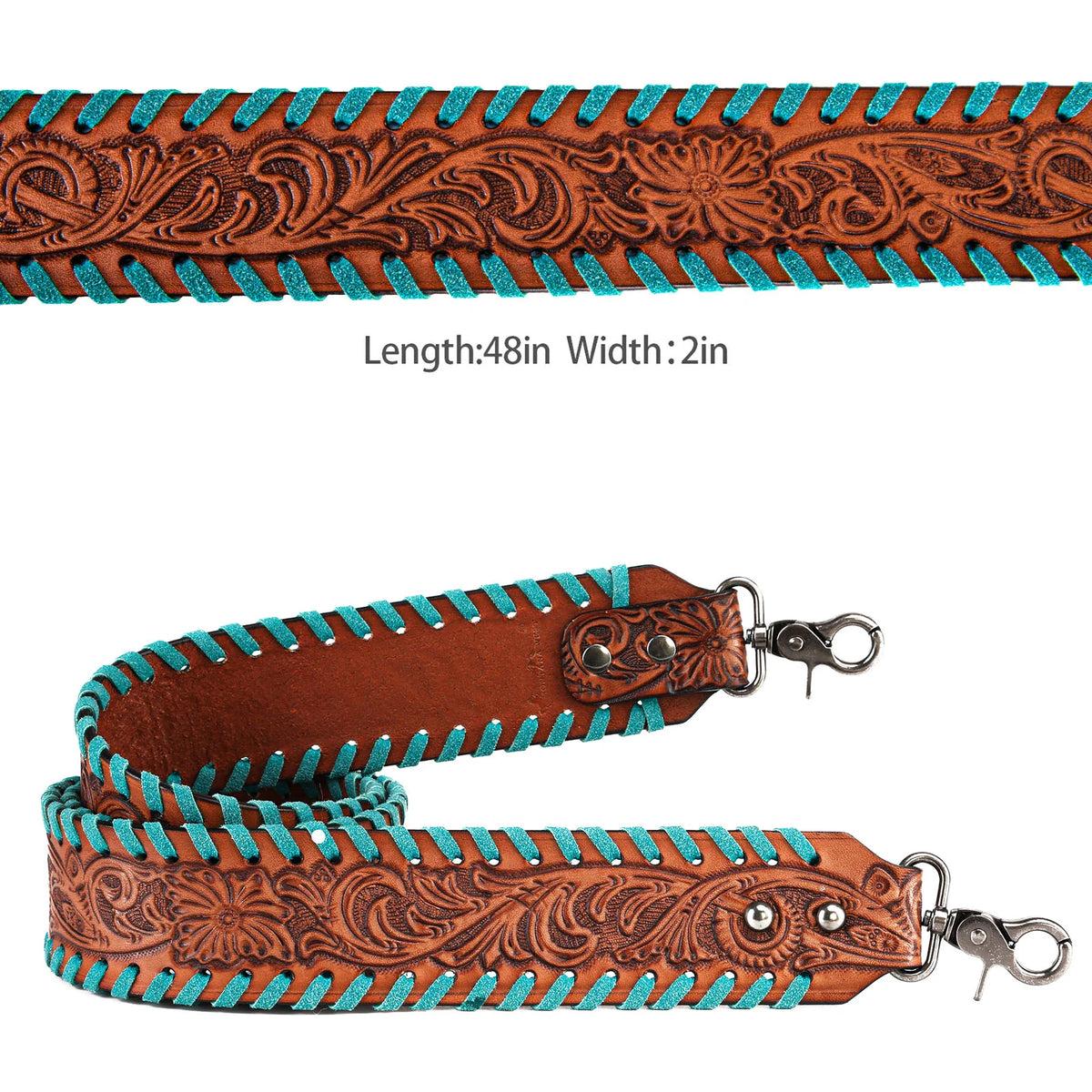 Tooled Look &amp; Whipstitch Purse Strap