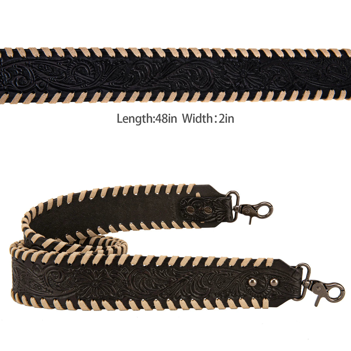 Tooled Look &amp; Whipstitch Purse Strap