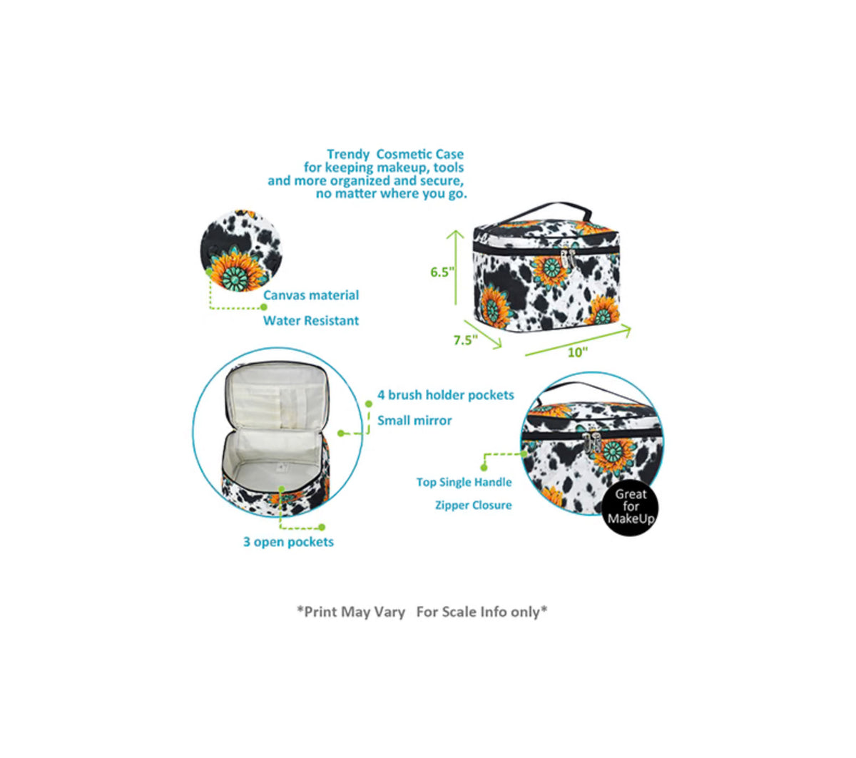 Sun Flower Farm Large Cosmetic Case