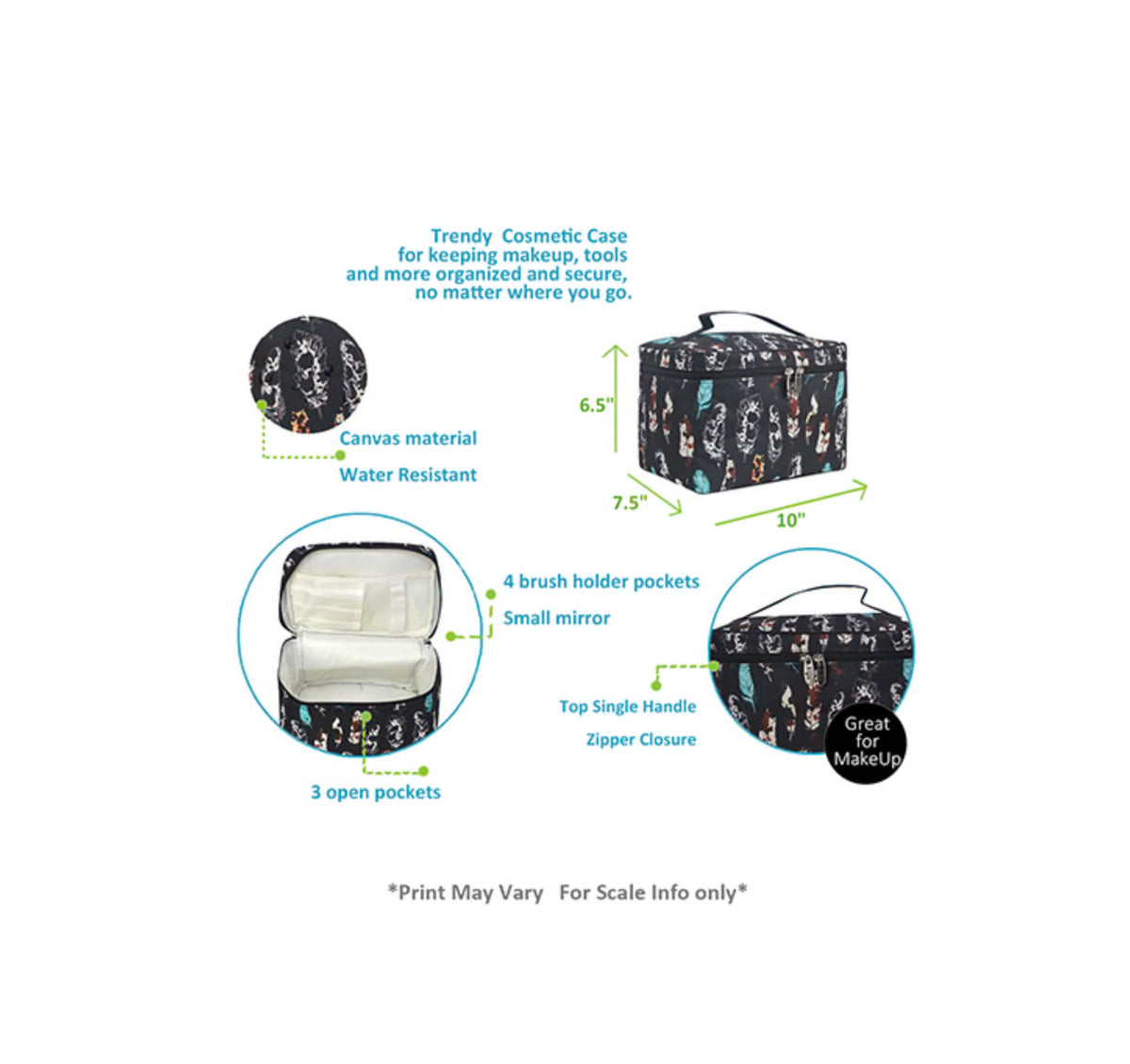 Wild Feather Large Cosmetic Case