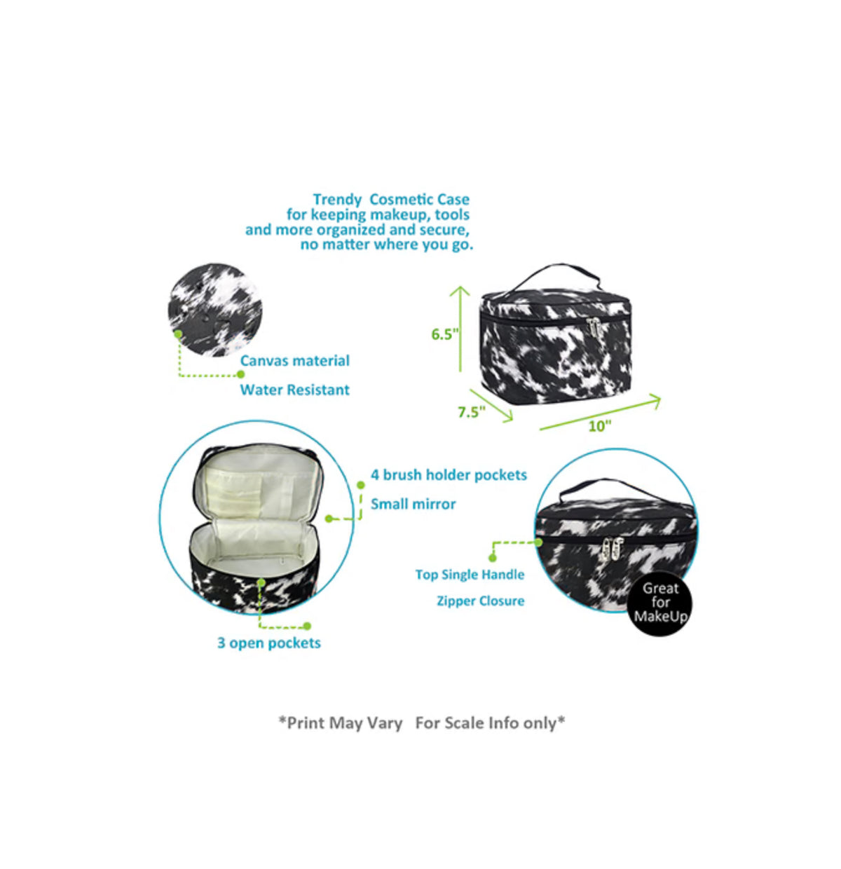 Cow Couture Large Cosmetic Case