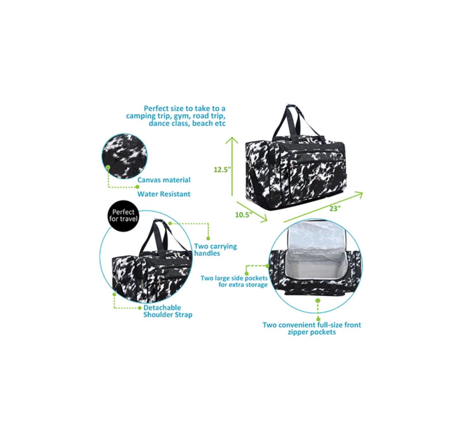 Cow Couture Canvas 23” Duffle Bag