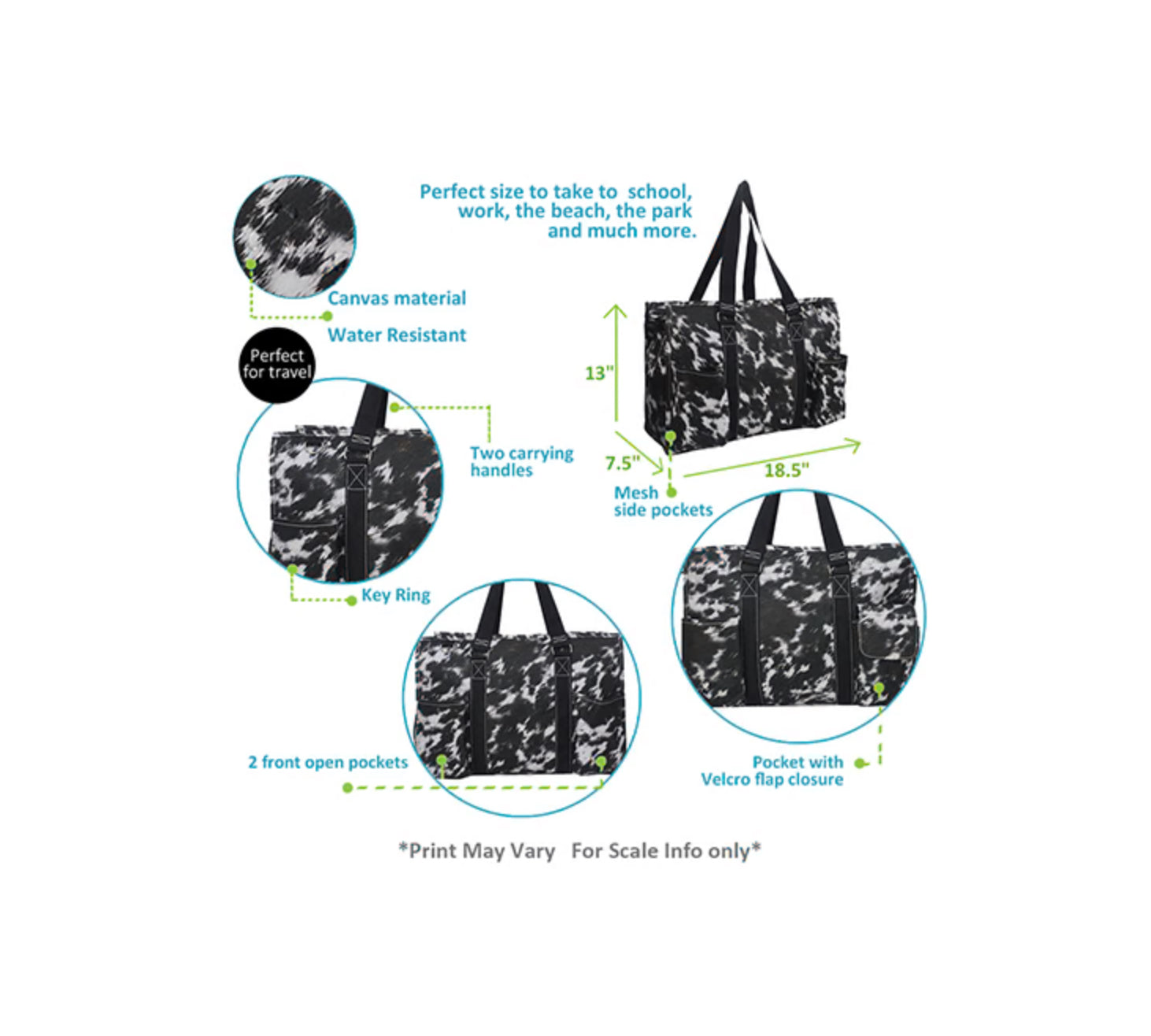 Cow Couture Organizer Tote Bag