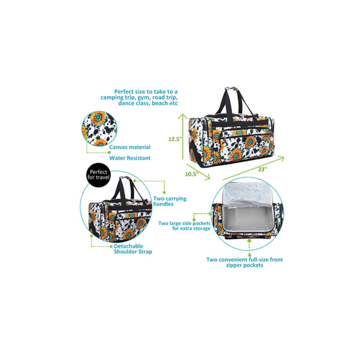 Sun Flower Farm Canvas 23” Duffle Bag