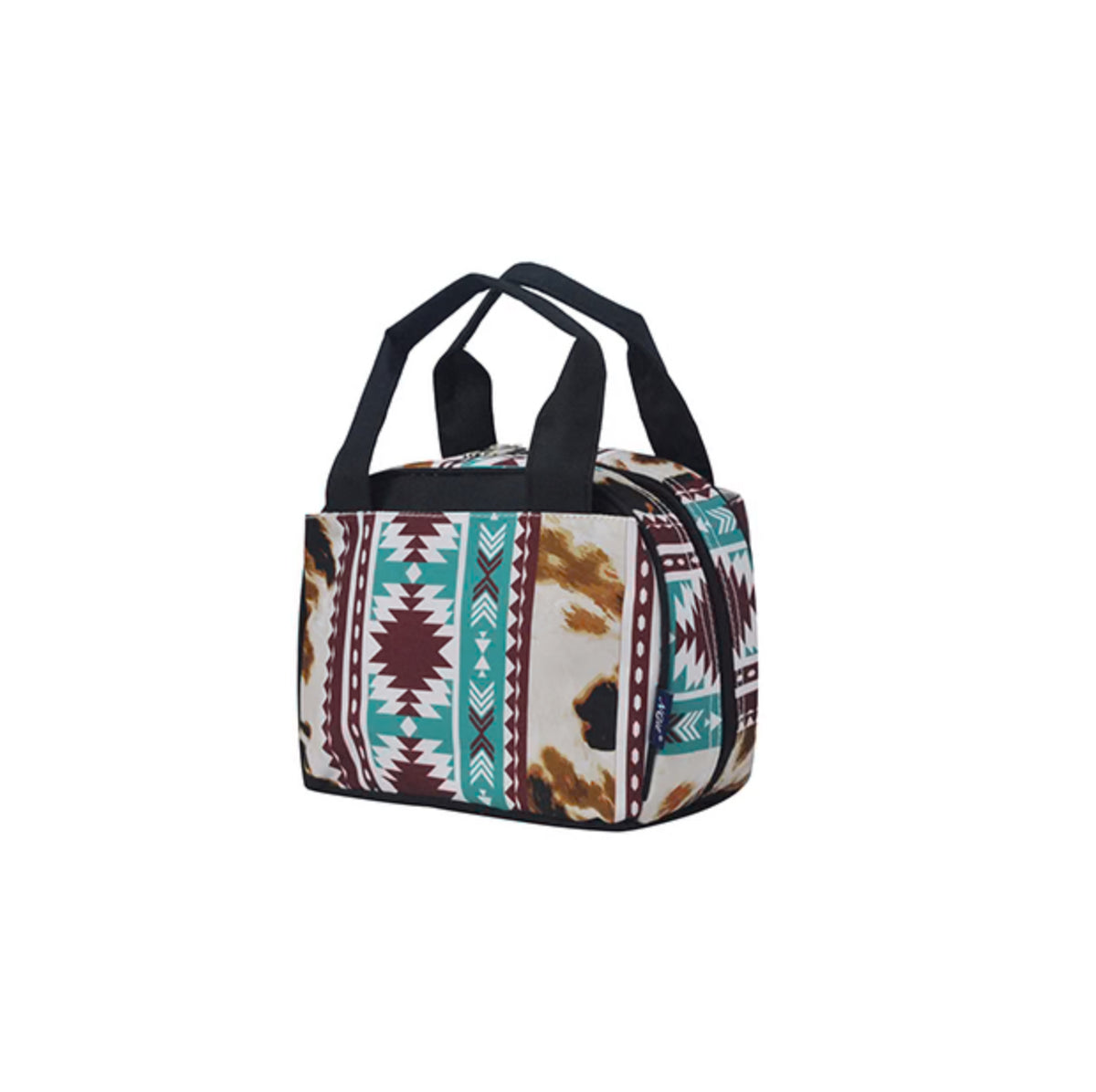 Cowhide Print Aztec Double Handle Lunch Bag