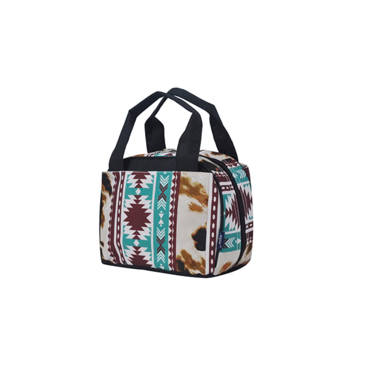 Cowhide Print Aztec Double Handle Lunch Bag