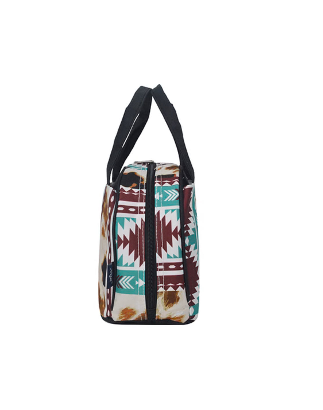 Cowhide Print Aztec Double Handle Lunch Bag