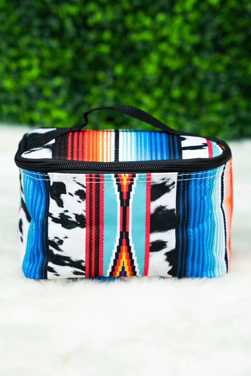 Serape Aztec & Cowhide Print Cosmetic Case