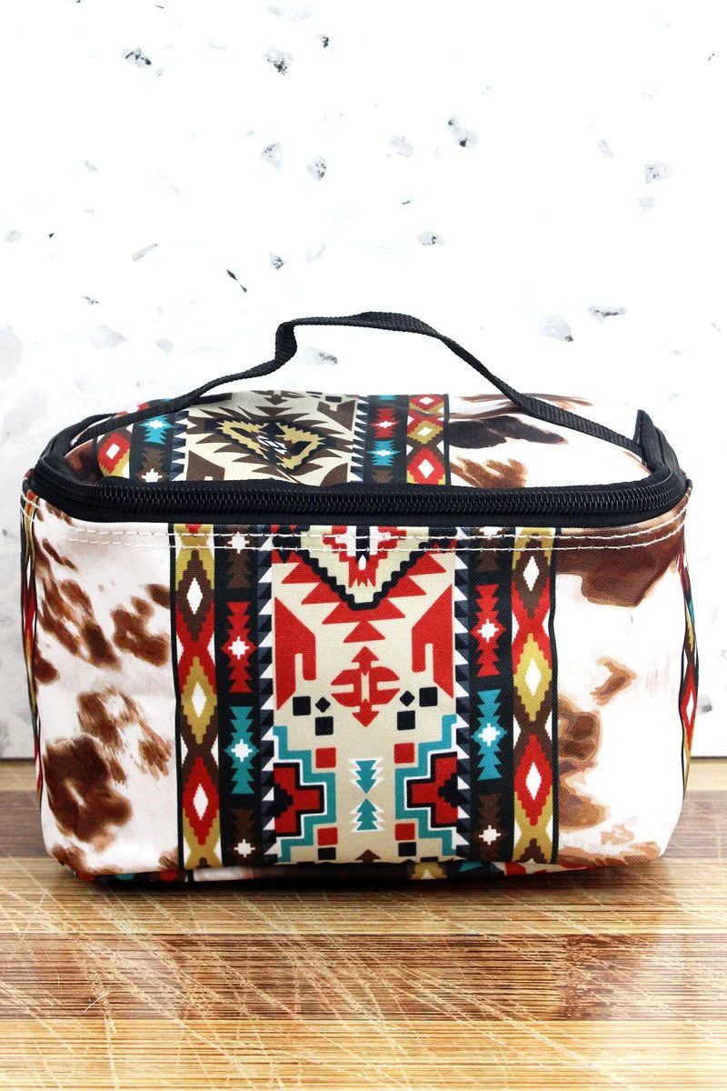 Dakota Ranch Cowhide Aztec Cosmetic Case