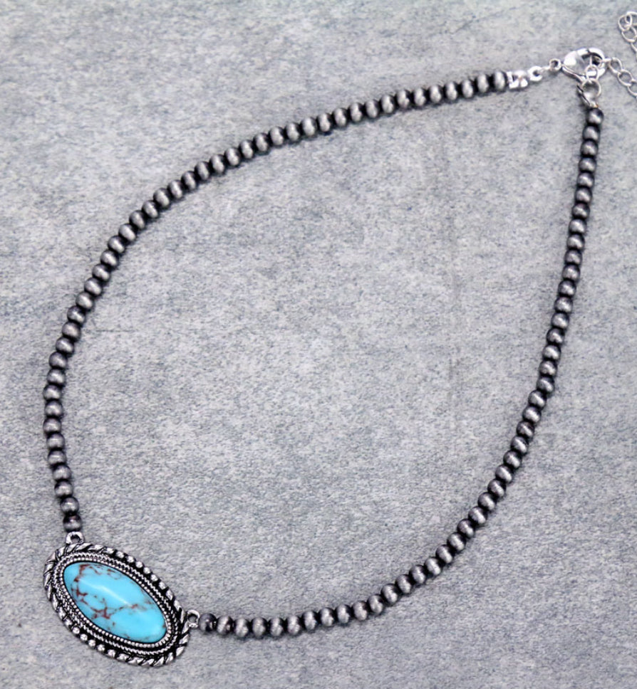 Turquoise Oval Choker Necklace