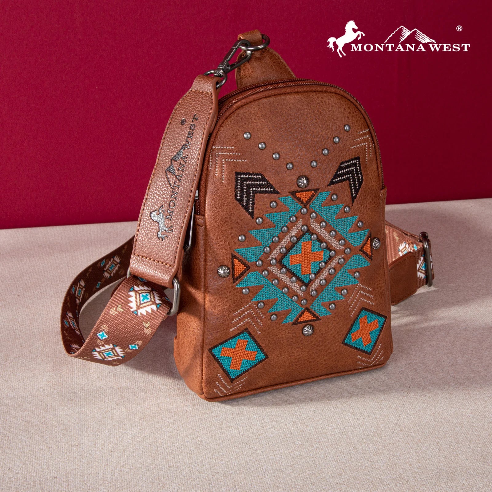 Embroidered Aztec Sling Bag