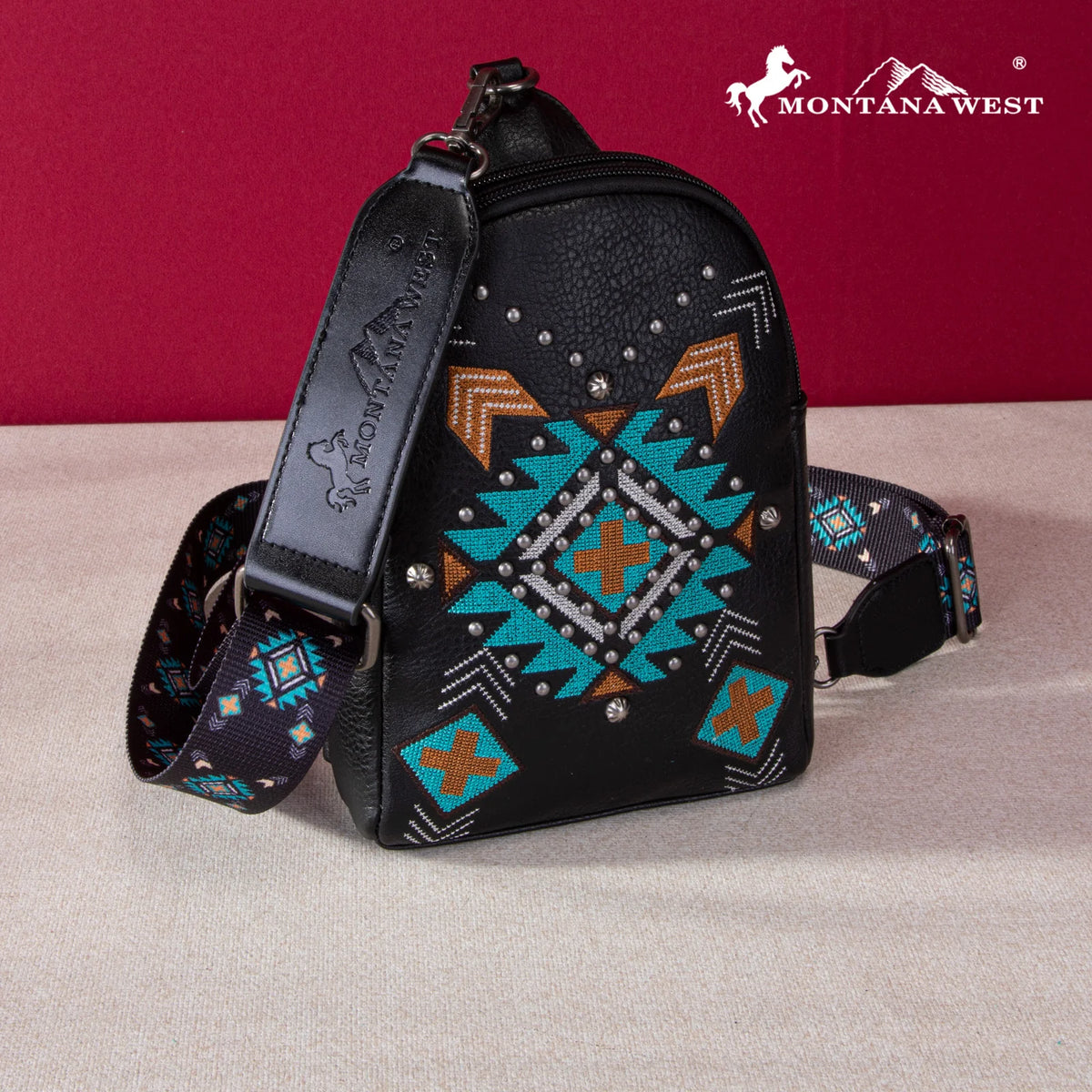 Embroidered Aztec Sling Bag
