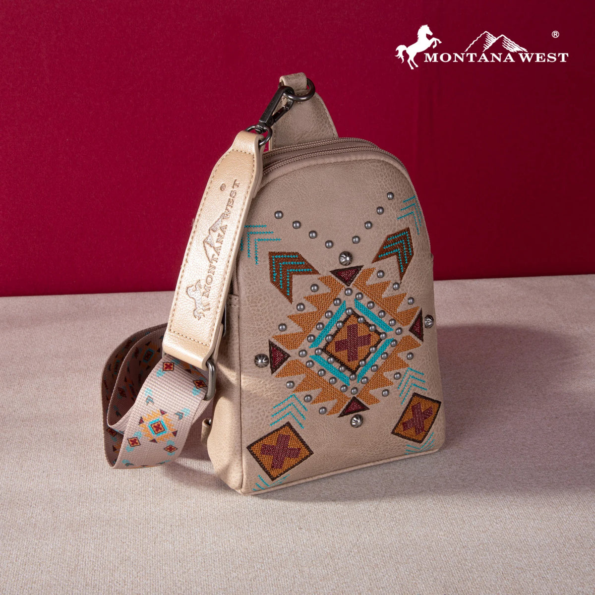Embroidered Aztec Sling Bag