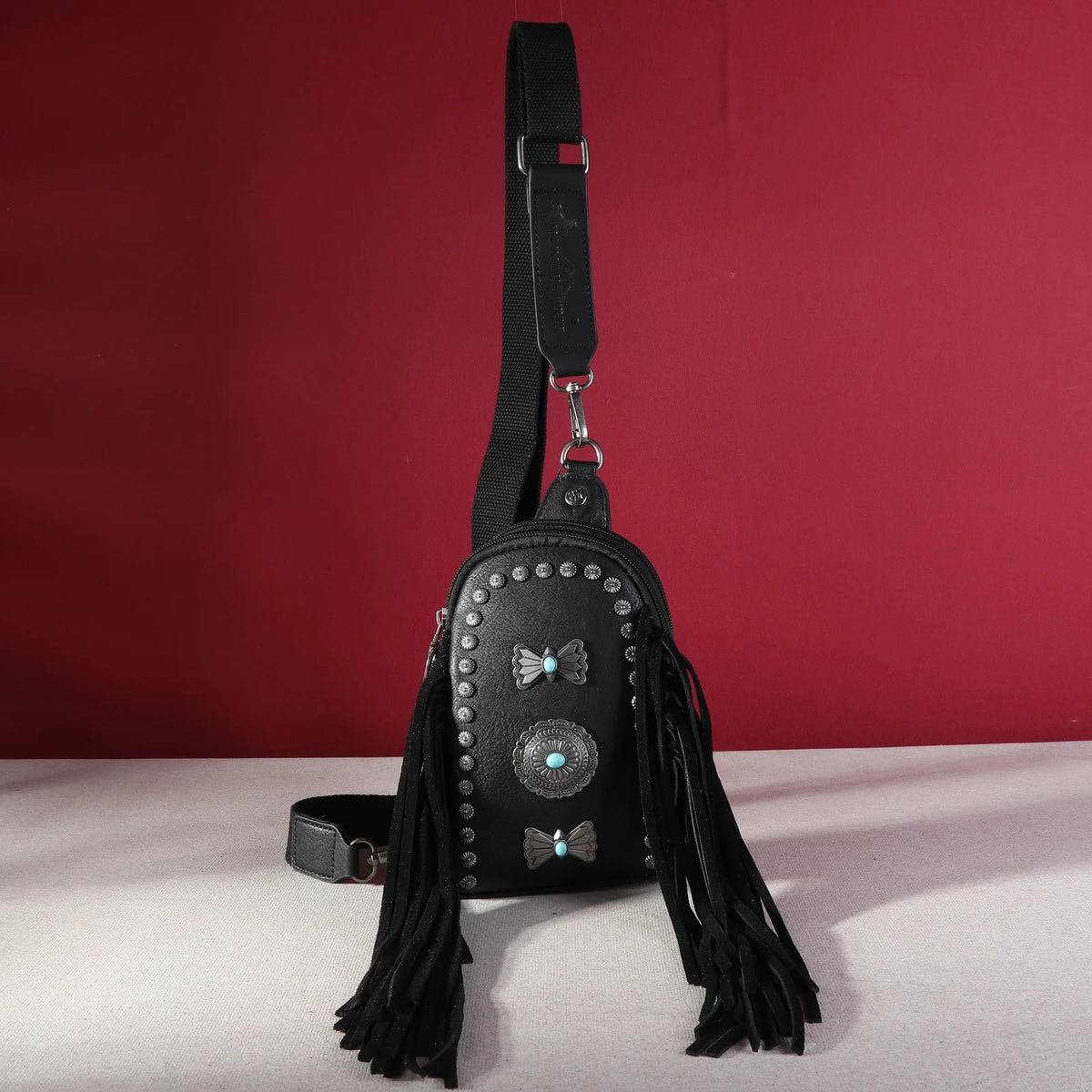 Fringe Mariposa Concho Sling Bag