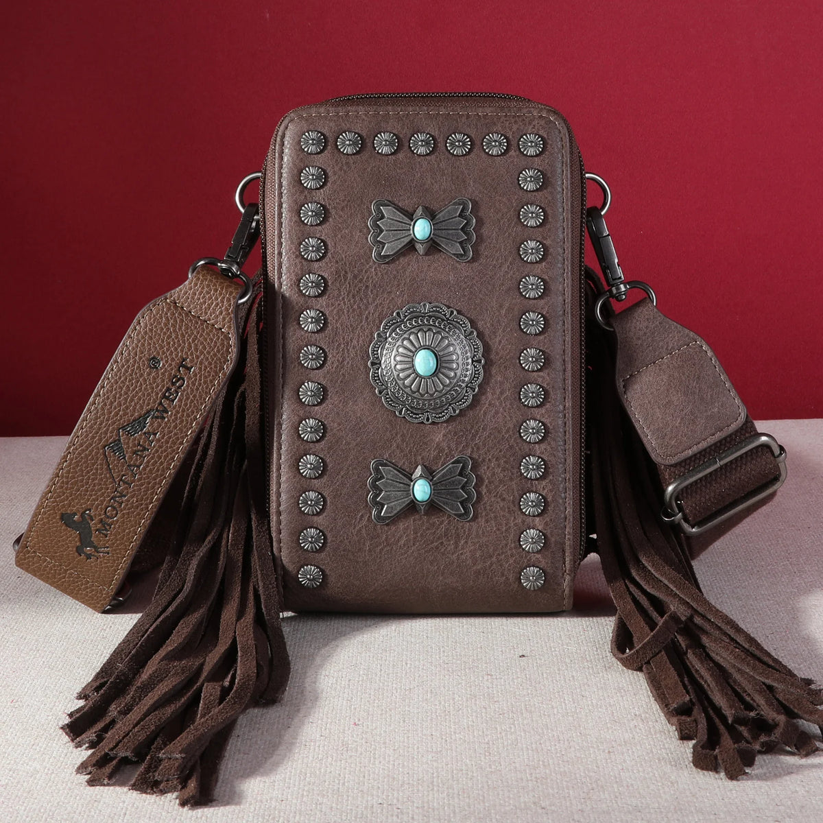 Fringe Mariposa Concho Crossbody Purse