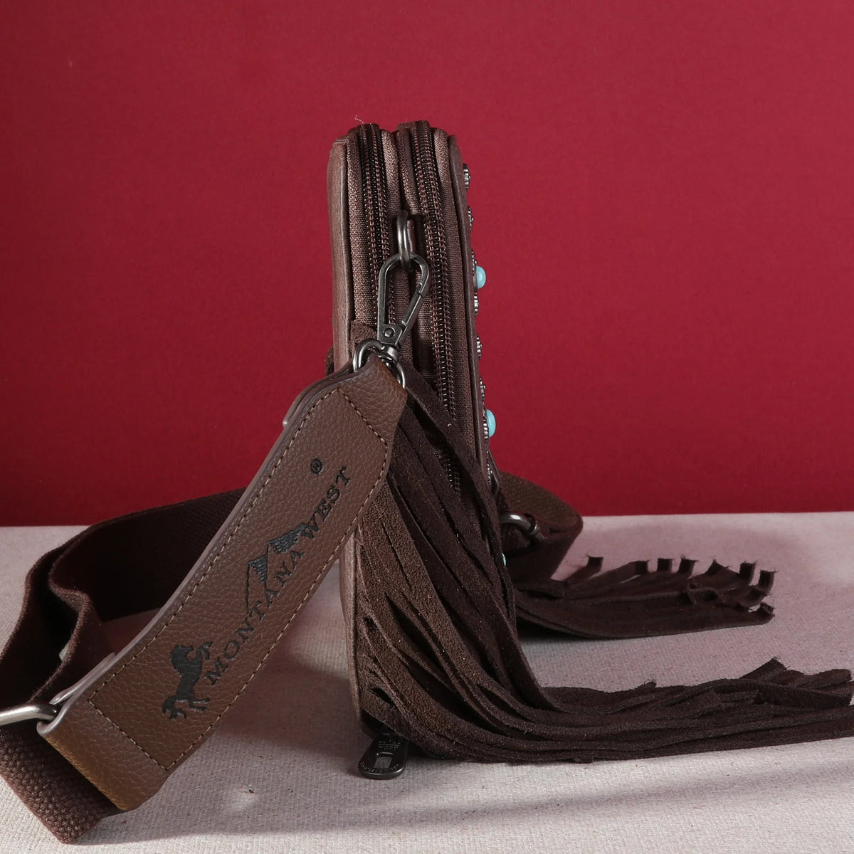 Fringe Mariposa Concho Crossbody Purse