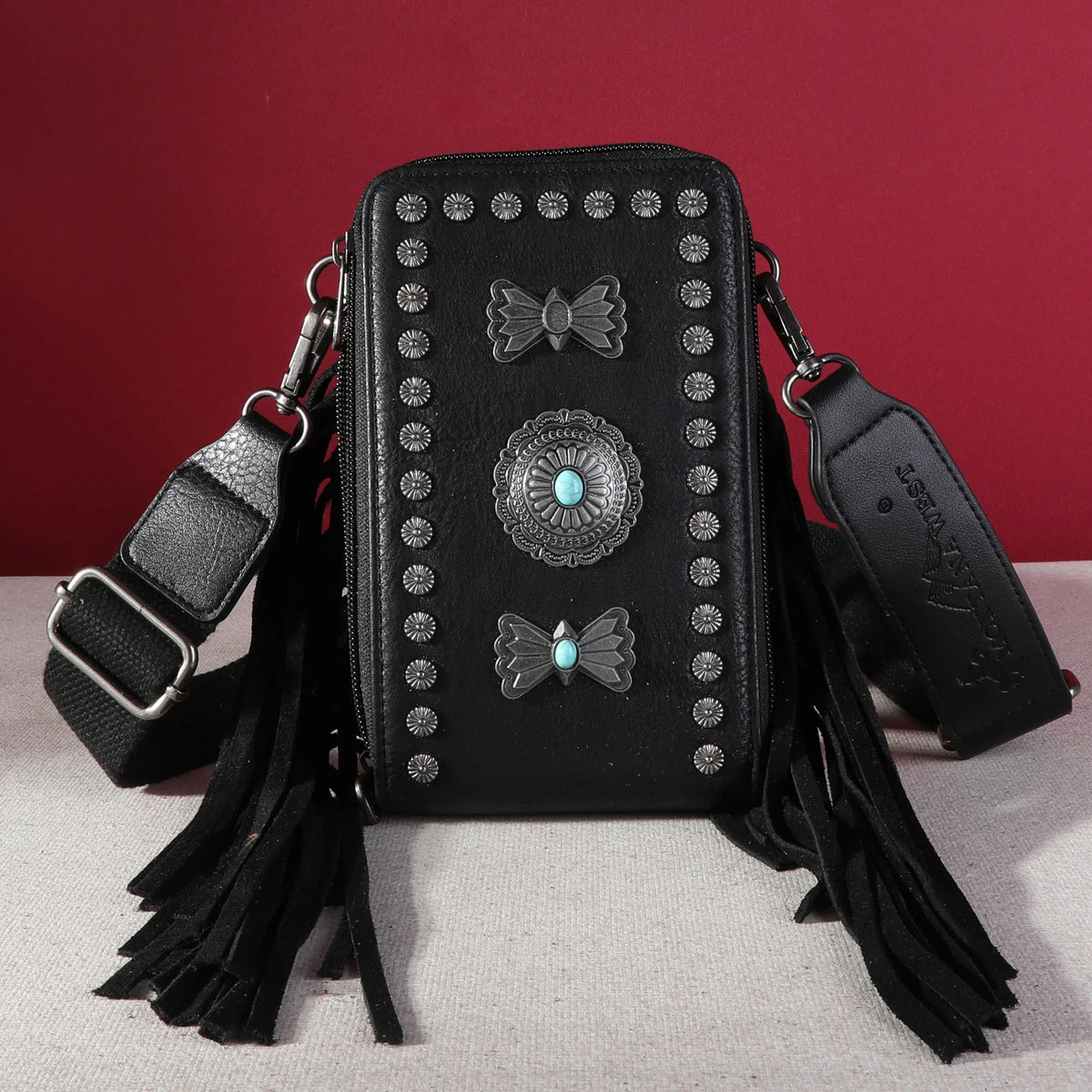 Fringe Mariposa Concho Crossbody Purse