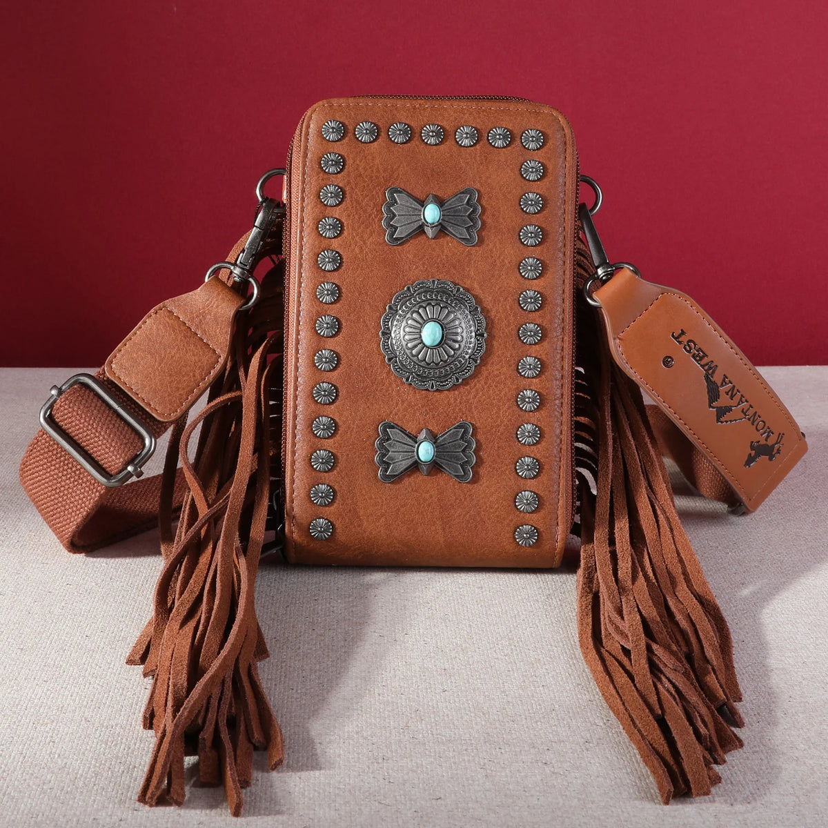 Fringe Mariposa Concho Crossbody Purse
