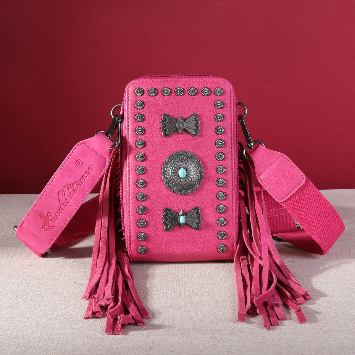 Fringe Mariposa Concho Crossbody Purse