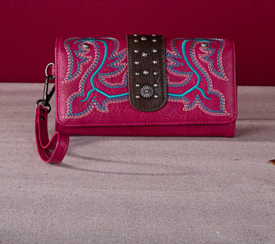 Cowboy Boot Embroidered Wristlet/Wallet