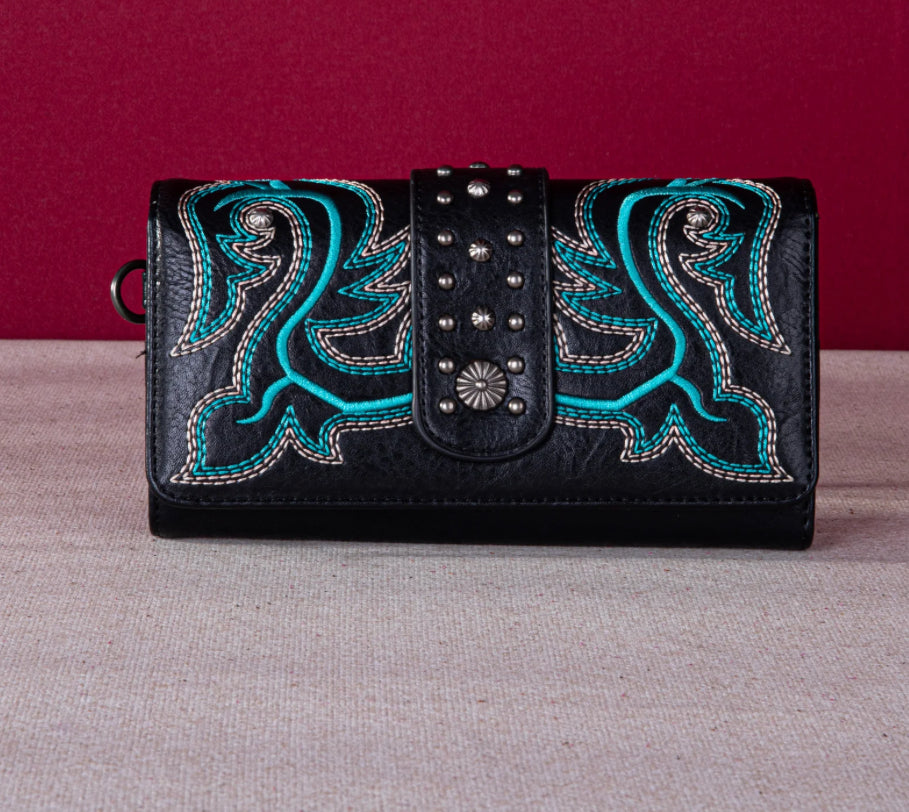 Cowboy Boot Embroidered Wristlet/Wallet