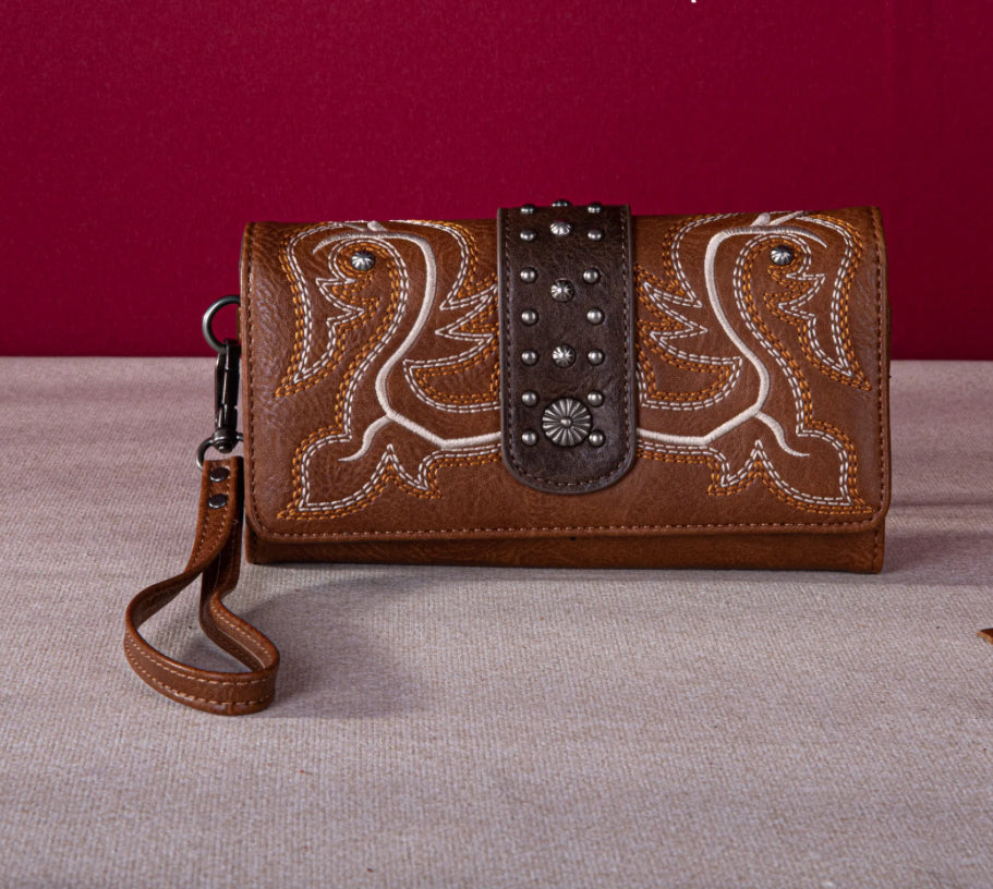 Cowboy Boot Embroidered Wristlet/Wallet