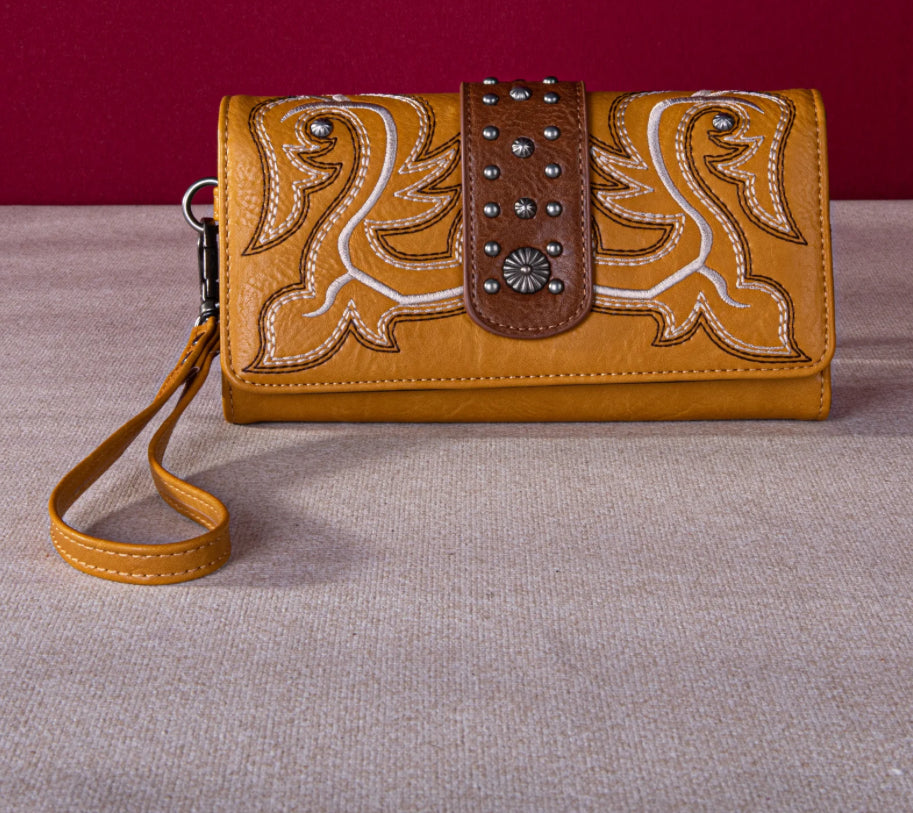 Cowboy Boot Embroidered Wristlet/Wallet