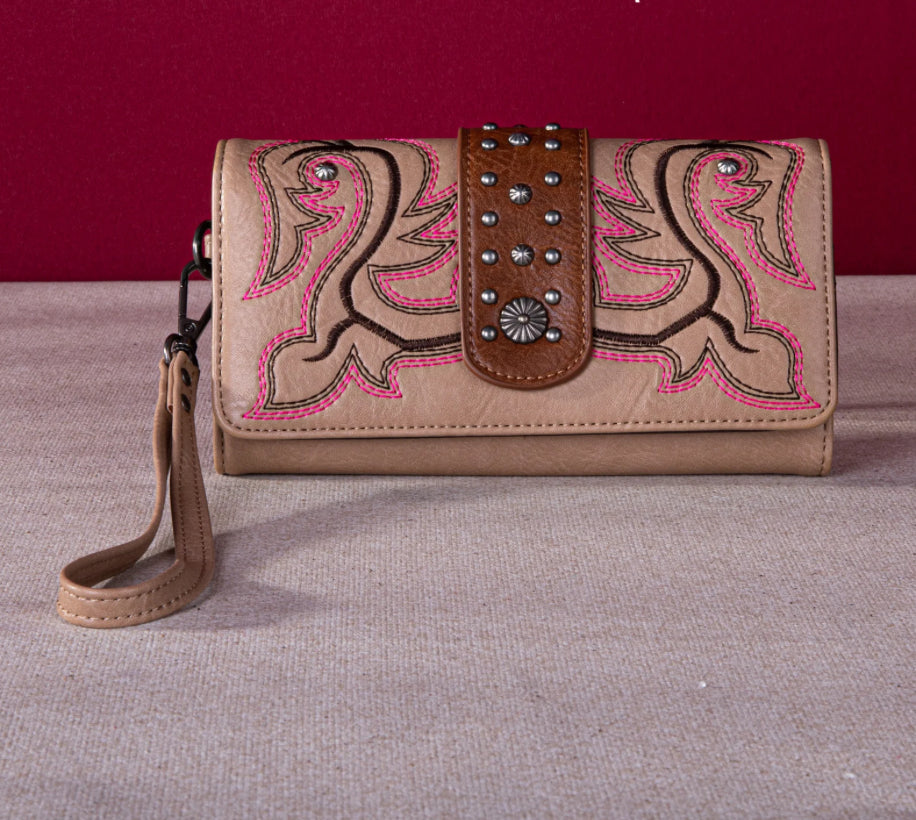 Cowboy Boot Embroidered Wristlet/Wallet